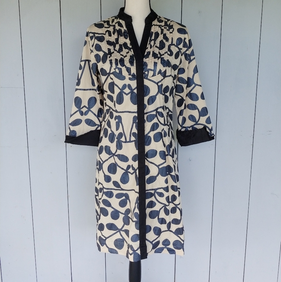 Vintage Dresses & Skirts - ALMATRICHI | Button-Down Tan & Black Vine Dress